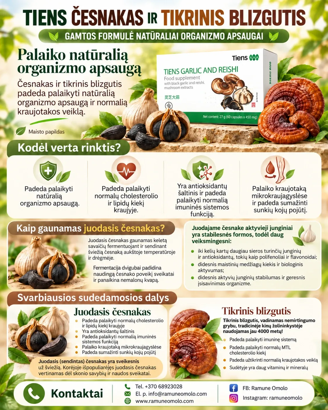 TIENS kapsulės su česnaku ir tikriniu blizgučiu. Plakatas. Visas jo tekstas – žemiau, skiltyje „Informacija“.