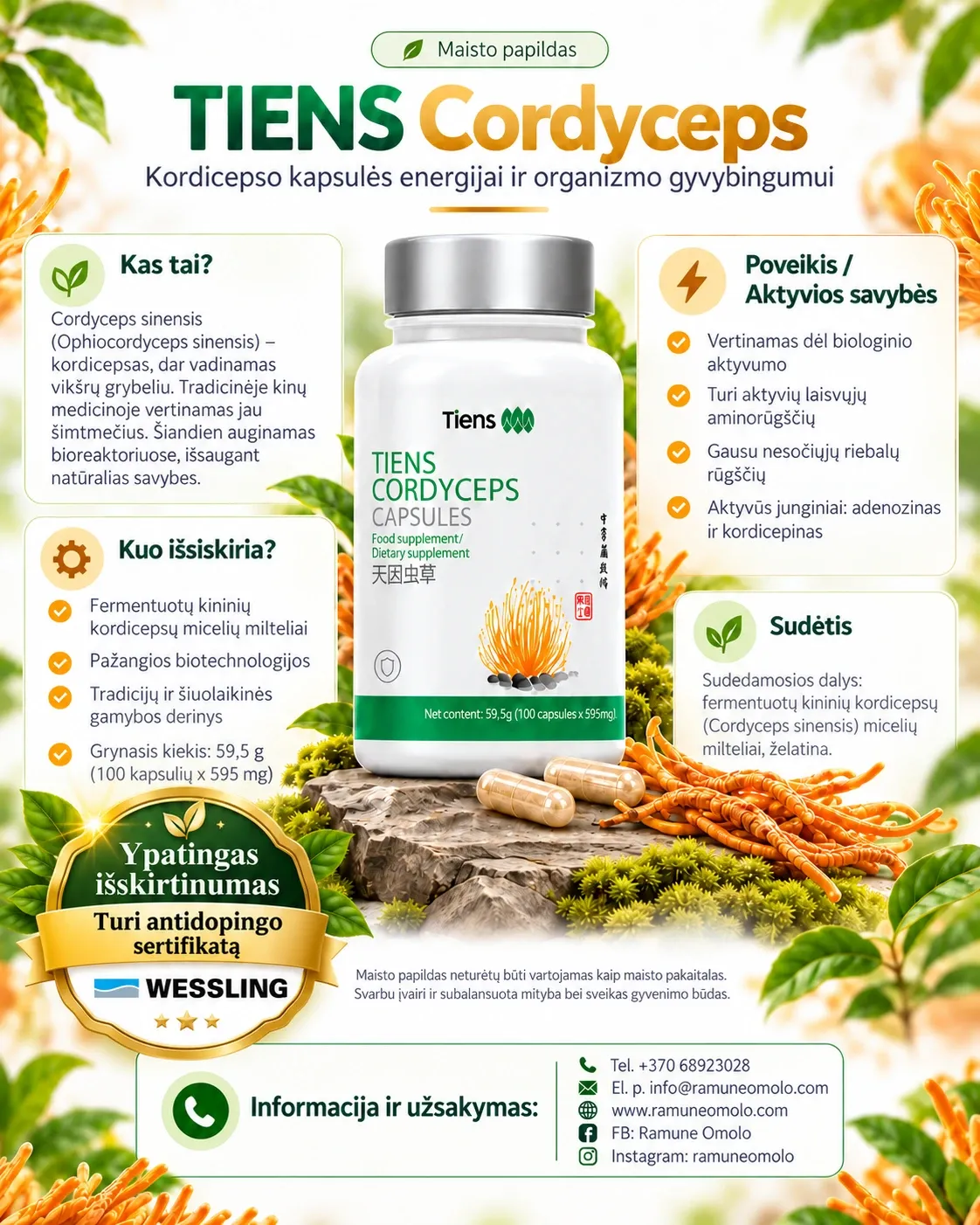 TIENS „Cordyceps“. Plakatas. Visas jo tekstas – žemiau, skiltyje „Informacija“.