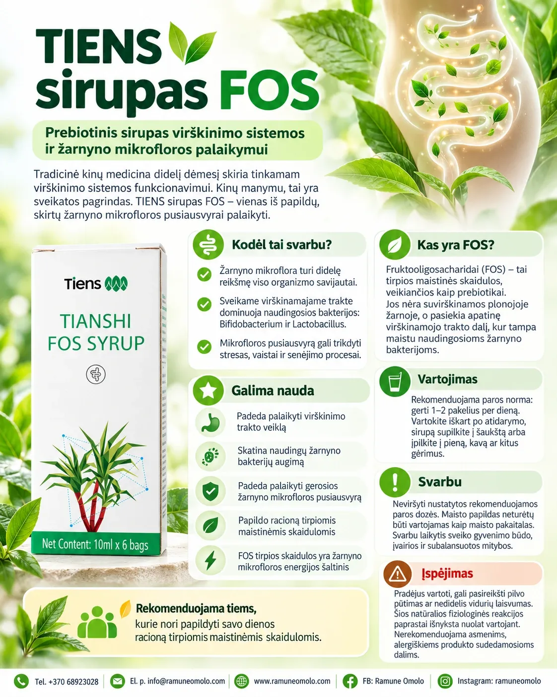 TIENS sirupas „FOS“. Plakatas. Visas jo tekstas – žemiau, skiltyje „Informacija“.
