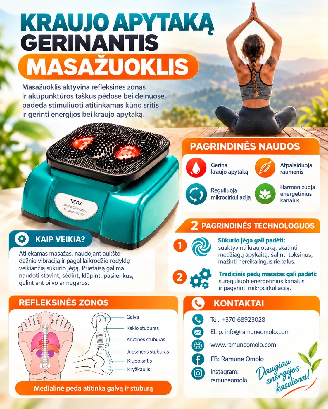 TIENS masažuoklis TQ-D30. Plakatas. Visas jo tekstas – žemiau, skiltyje „Informacija“.