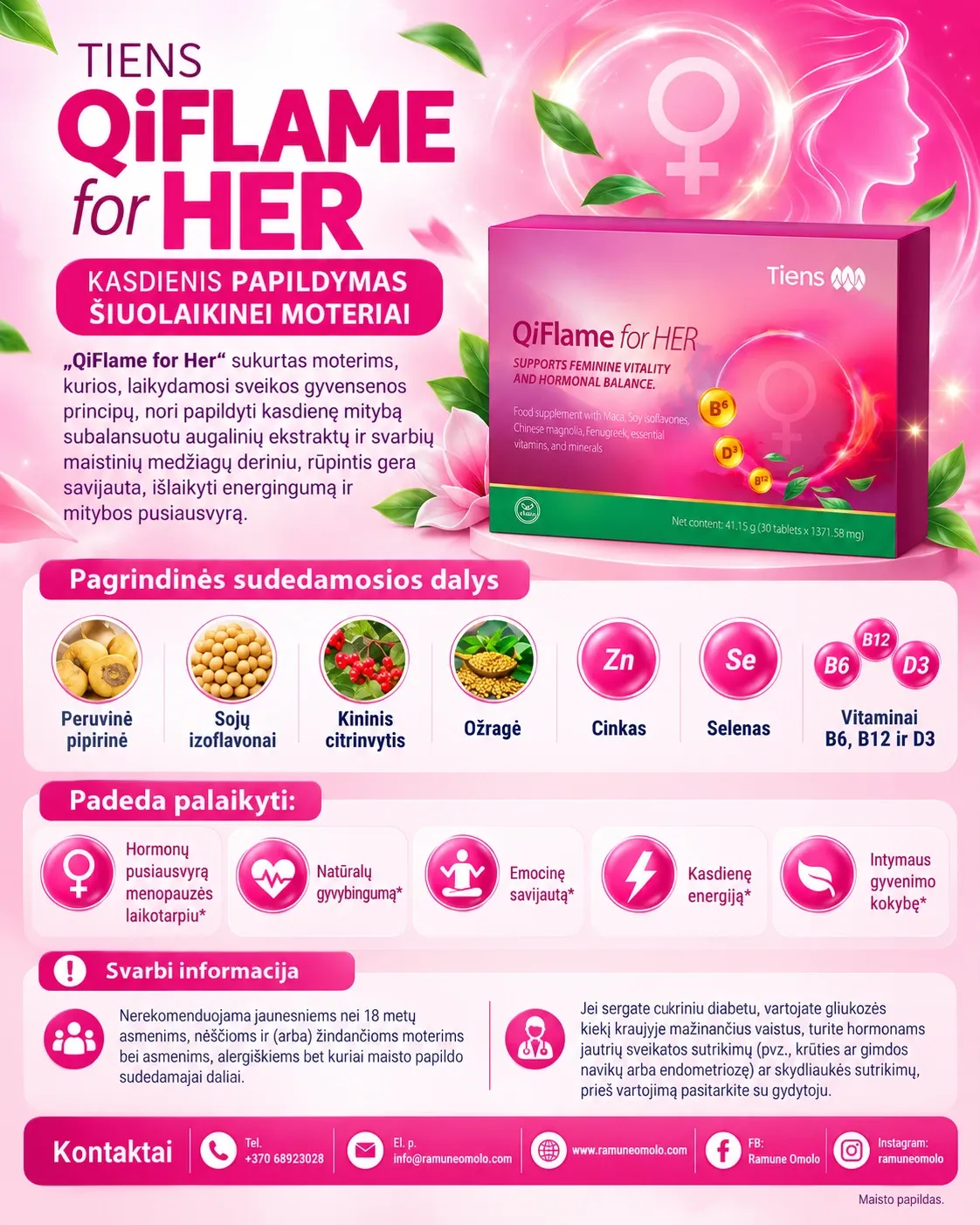 TIENS „QiFlame for Her“ moterims. Plakatas. Visas jo tekstas – žemiau, skiltyje „Informacija“.