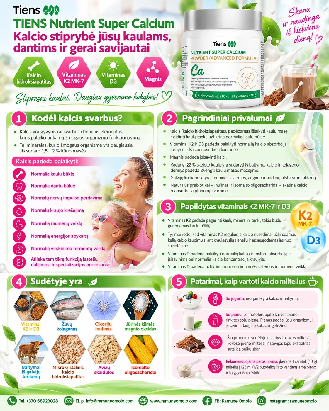 TIENS „Super Calcium“ su krekenomis (patobulinta formulė). Plakatas. Visas jo tekstas – žemiau, skiltyje „Informacija“.